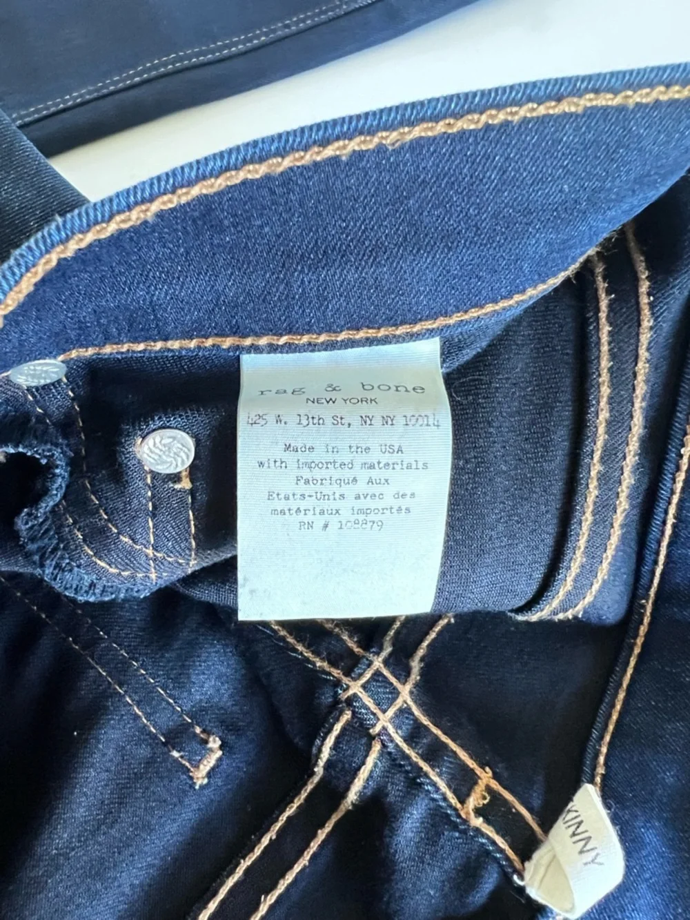 Rag‎ & Bone Women's Raw Hem Dark Blue Dearborn Skinny Jeans